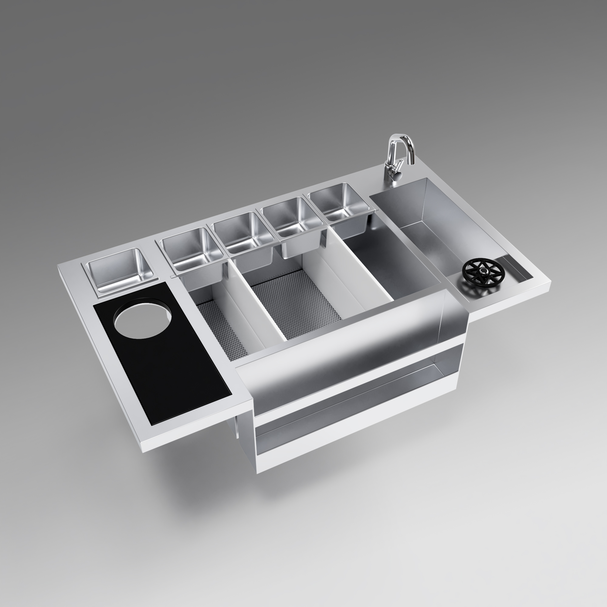 Drop-in RVS Cocktailbar Werkstation 120 cm